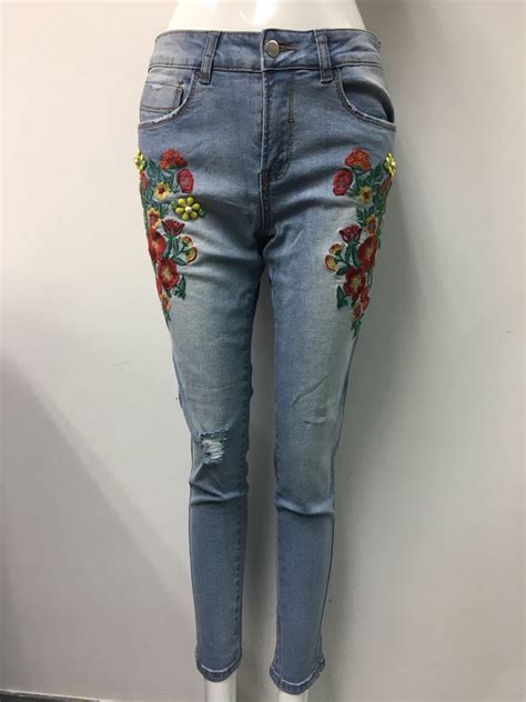 2018 Factory Fashion Stretch Womenladies Skinny Denim Jeans With Embroidery China Jeans And