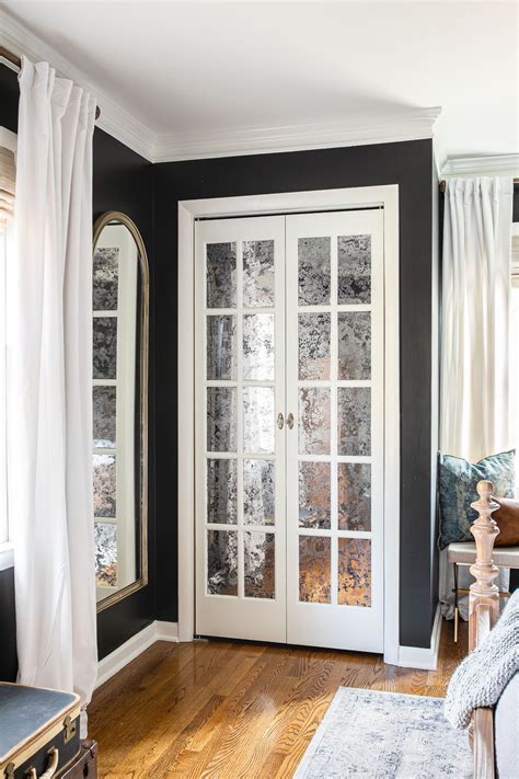 The photo with the dated curtains in the background is the master bedroom, note the lip that prevents the other door from. Master Bedroom Update - Mirrored French Closet Doors (With images) | French closet doors, Master ...