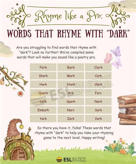 Darkly Artistic: English Words that Rhyme with Dark - ESLBUZZ