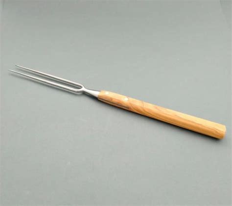 Due Buoi Bbq Fork With 9 Tines Long Solid Olive Wood Long Handle Is