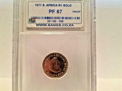 1977 South African Numismatic Grading Service Pf67 Gold 1 Rand Proof