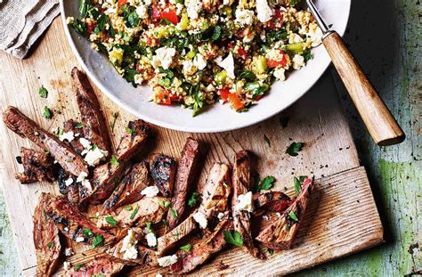 Rinse the eggplant and cut into 1/4 inch thick slices. Minted lamb with couscous salad | Tesco Real Food | Recipe ...