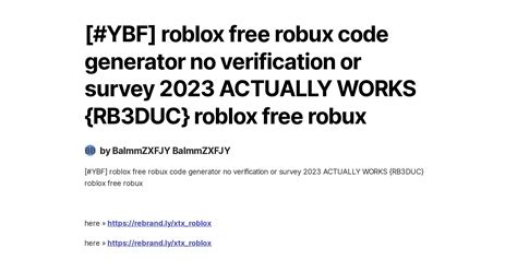 Ybf Roblox Free Robux Code Generator No Verification Or Survey 2023