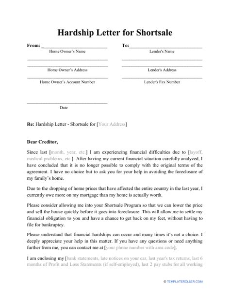 Hardship Letter For Loan Modification Template Doctemplates