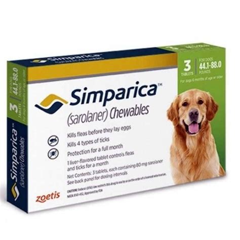 Simparica Chewables Flea And Tick Oral Treatment For Dogs Weighing 20 40