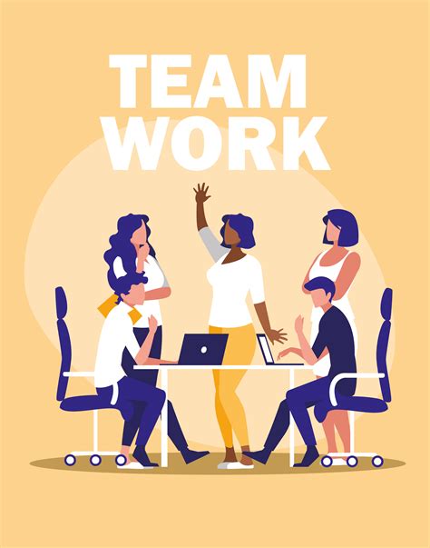 Business People Teamwork In The Workplace 689218 Vector Art At Vecteezy