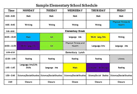 Free 11 Sample School Schedule Templates In Pdf Ms Word Gambaran