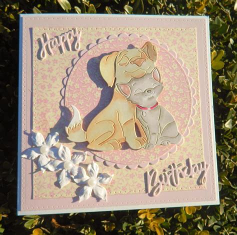 Cute Critter Cards Tattered Lace Kitten Cuddles Dog Christmas Card