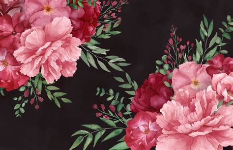Pink Watercolour Floral Wallpaper Large Print Muralswallpaper