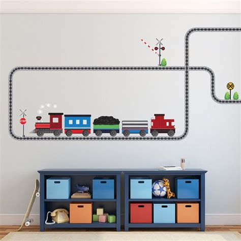 Decorative wall decals, wallpaper and customization service to bring your world to life. Freight Car Train Wall Decal with Railroad Track Straight and | Etsy | Wall decals, Fabric wall ...