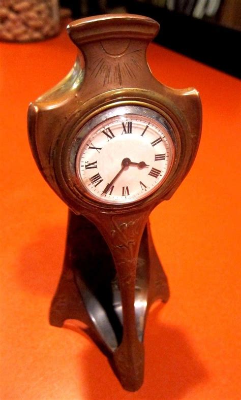 Antique Solid Copper Mantle Shelf Clock Cherub Design Vintage Old