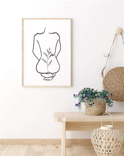 Woman Line Art Prints Set Of Naked Woman Line Drawing One Etsy Norway