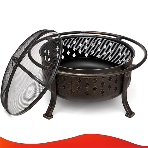 Singlyfire 36 Inch Fire Pits For Outside Large Outdoor Wood Burning Crossweave Firepit Heavy