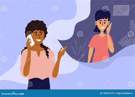 Young Women Making Call And Talking By Smartphone Stock Vector