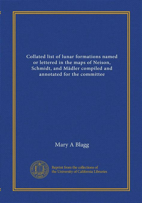 Buy Collated list of lunar formations named or lettered in the s of