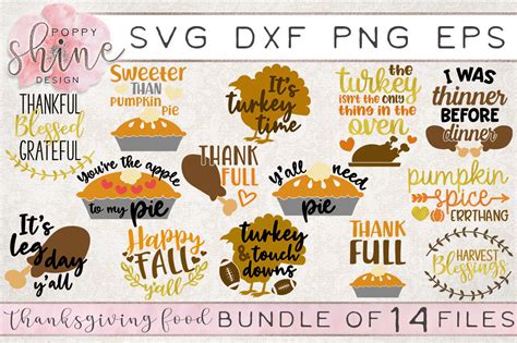Thanksgiving Food Bundle Of Svg Png Eps Dxf Cutting Files By Poppy