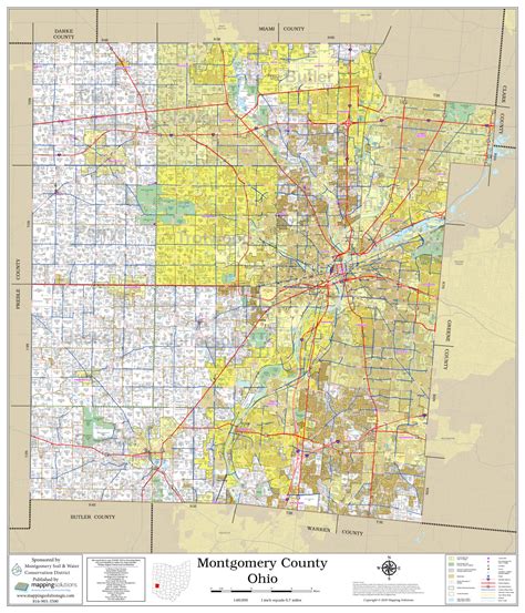 Montgomery County Ohio 2020 Wall Map Mapping Solutions