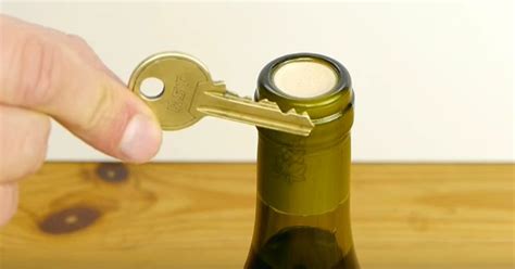 How To Open A Wine Bottle With Your House Key.