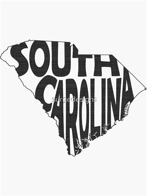 South Carolina State Word Art Sticker By Surgedesigns Redbubble