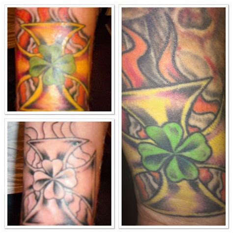 Their primary tattoo consists of an iron cross with ss lighting bolts and a curved swastika at the center. Heritage Tattoo, German Irish Iron Cross with a Clover. # ...