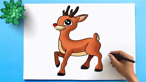 How To Draw Rudolph The Red Nosed Reindeer Step By Step Easy Youtube