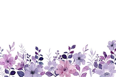 Free Vector Watercolor Purple Floral Border Background