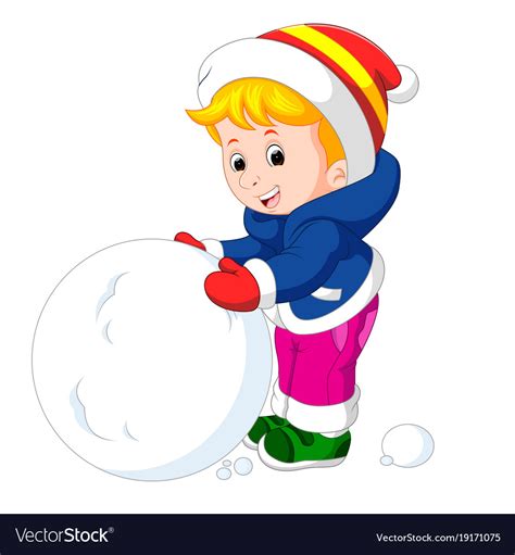 Cartoon Kids Playing With Snow Royalty Free Vector Image