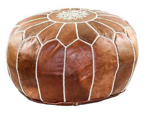 Best Leather Round Pouf Ottoman Your House