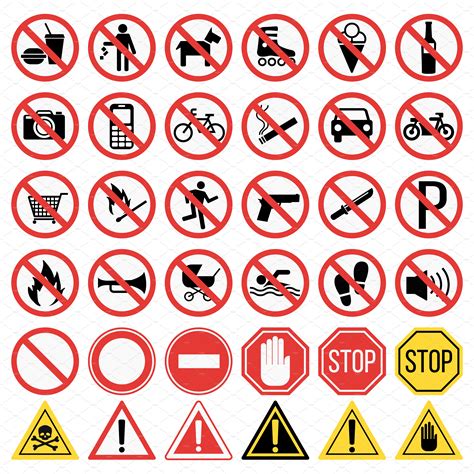 Prohibition Signs Set Vector Pre Designed Illustrator Graphics