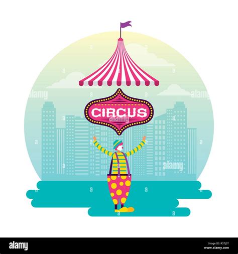 Circus Sticker City Clown Juggler Vector Illustration Stock Vector