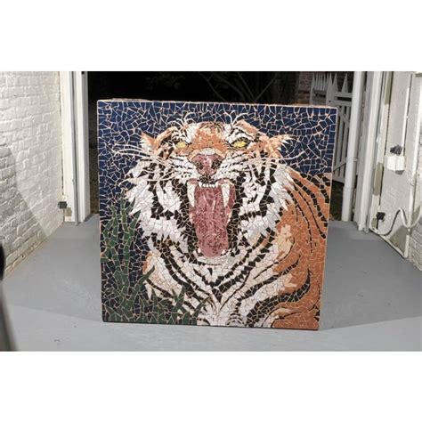 After many years mark has finally captured his 'tiger in water' piece. Large Mosaic Tiger Coffee Table | Chairish
