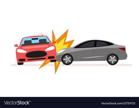 Collision Of Cars Car Crash Involving Two Cars Vector Image