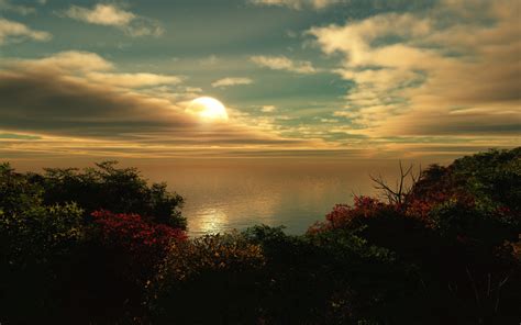 Wallpaper Sunlight Landscape Sunset Sea Hill Nature Sunrise