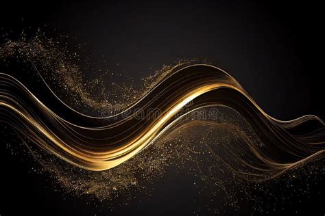 Gold Waves On Black Background Luxury Golden Sand Waves Generative Ai