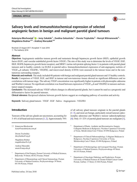 PDF Salivary Levels And Immunohistochemical Expression Of Selected