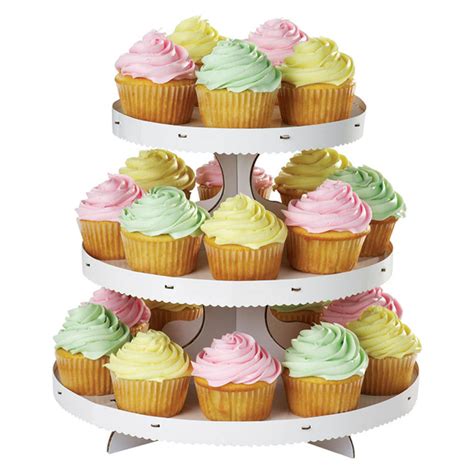 Disposable Cupcake Stand Tytroy 3 Tier White Round Cardboard Cup Cake