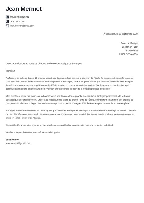 Lettre De Motivation Candidature Spontanée Fonctionnaire