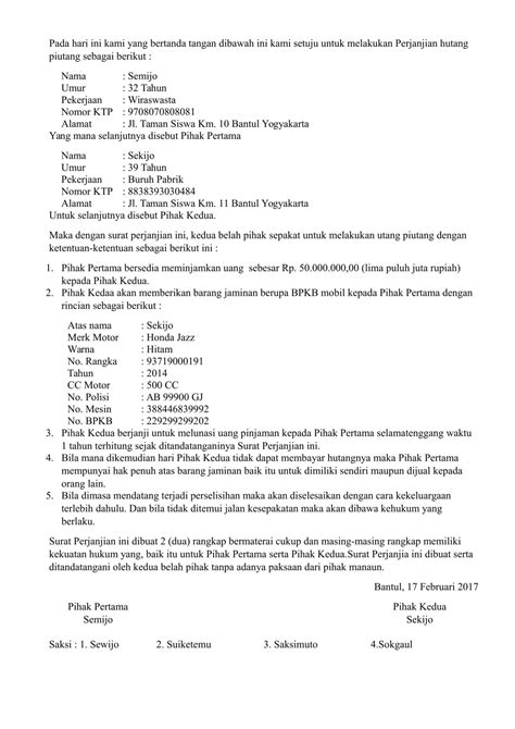 Contoh surat pernyataan jual beli tanah dan bangunan. Download Contoh Surat Perjanjian Hutang Piutang yang Benar