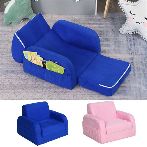 Mocohana plush foldable kids sofa backrest chair children's flip open sofa bed kids upholstered foam chair toddler recliner cute cartoon toddler armchair for living room bedroom 45.3 pink. 2 In 1 Kids Sofa Armchair Chair Fold Out Flip Open Baby ...