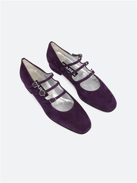 Ariana Purple Suede Leather Mary Janes Carel Paris Shoes