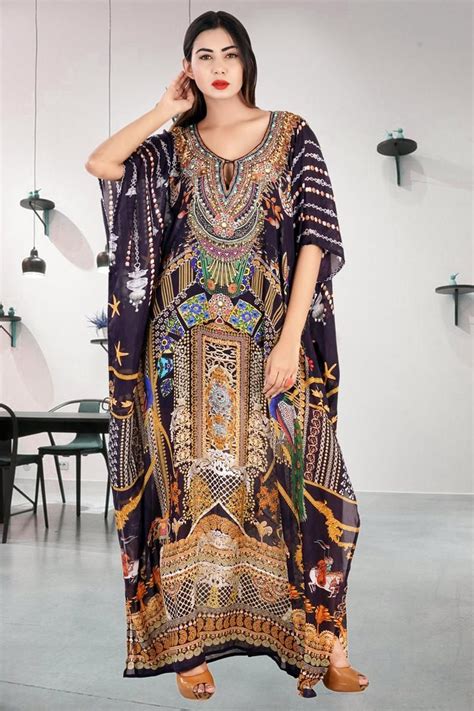 Very Beautiful Silk Kaftan Embellished Full Length Silk Kaftan Silk