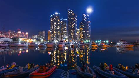 Night City Buildings And Boats 4k Ultra Hd Wallpaper