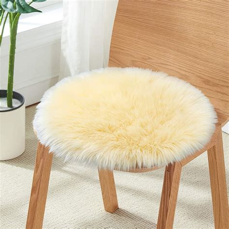 Soft Chair Pads Round Faux Fur Sheepskin Seat Cushion Chair