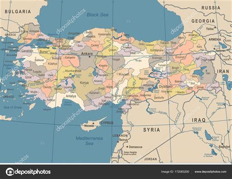Les cartes de la turquie. Carte Turquie - Illustration vectorielle vintage image ...