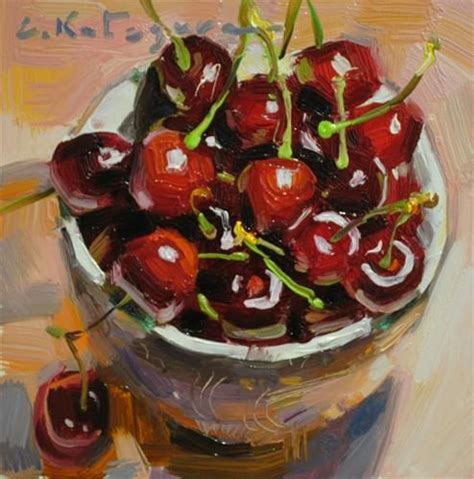 Daily Paintworks Bowl Of Cherries Original Fine Art For Sale