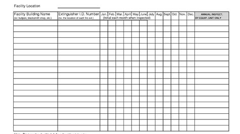 Printable Monthly Fire Extinguisher Inspection Form Template Excel Printable Templates