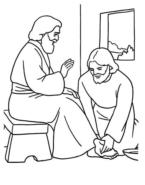 Mary Washing Jesus Feet Coloring Page Coloring Pages