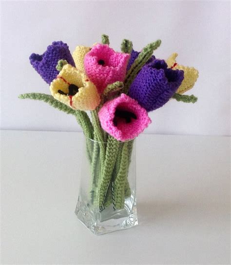 Draw paint photography writing paper crafts jewelry making gardening woodworking popular projects. Flower knitting pattern, Knitting pattern for tulips ...