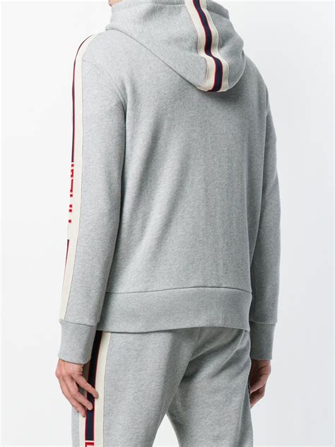 Gucci Cotton Banded Zip Hoodie In Grey Gray For Men Lyst