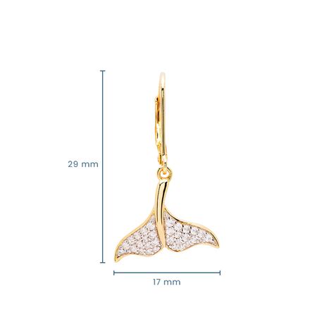 K Gold Vermeil Whale Tail Earrings With Cubic Zirconias